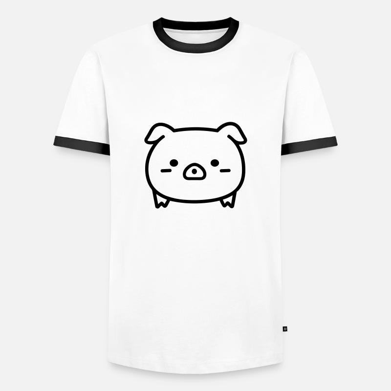 Schwein - Männer Kontrast-T-Shirt - Weiß/Schwarz