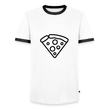 Pizza slice - Men's Ringer Shirt - white/black - Front - AI Model Female 172 light (172cm) & AI Model Male 178 dark (178cm)