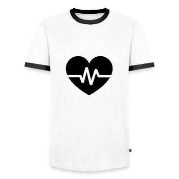 battement de coeur - T-shirt contrasté Homme - blanc/noir - Devant - AI Model Female 172 light (172cm) & AI Model Male 178 dark (178cm)