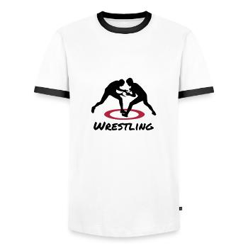 Wrestling, Ringen - Männer Kontrast-T-Shirt - Weiß/Schwarz - Vorne - AI Model Female 172 light (172cm) & AI Model Male 178 dark (178cm)