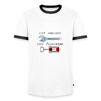 clef anglaise alsacienne humour drole alcool tire - T-shirt contrasté Homme - blanc/noir - Devant - AI Model Female 172 light (172cm) & AI Model Male 178 dark (178cm)