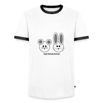 Mouse and rabbit - best friends - best friends - Men's Ringer Shirt - white/black - Front - AI Model Female 172 light (172cm) & AI Model Male 178 dark (178cm)