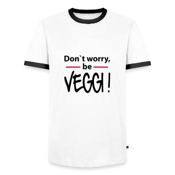 Vegetarian vegan veggi - Men's Ringer Shirt - white/black - Front - AI Model Female 172 light (172cm) & AI Model Male 178 dark (178cm)