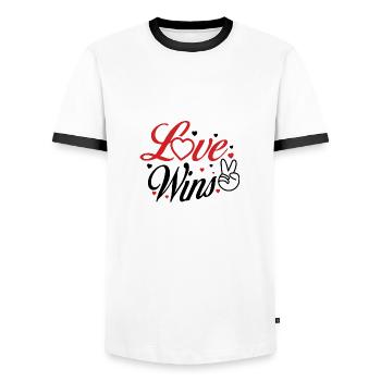 Erster Valentinstag - Männer Kontrast-T-Shirt - Weiß/Schwarz - Vorne - AI Model Female 172 light (172cm) & AI Model Male 178 dark (178cm)