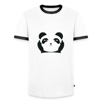 Doigts du milieu - T-shirt contrasté Homme - blanc/noir - Devant - AI Model Female 172 light (172cm) & AI Model Male 178 dark (178cm)