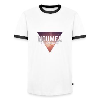 Neukaledonien Hauptstadt Landschaft - Männer Kontrast-T-Shirt - Weiß/Schwarz - Vorne - AI Model Female 172 light (172cm) & AI Model Male 178 dark (178cm)