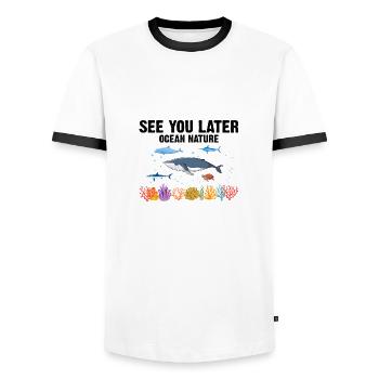 Mer Nature Biologiste marin Biologie marine Mer Océan - T-shirt contrasté Homme - blanc/noir - Devant - AI Model Female 172 light (172cm) & AI Model Male 178 dark (178cm)