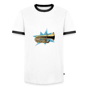 Poison d’abomination d’arme en laiton - T-shirt contrasté Homme - blanc/noir - Devant - AI Model Female 172 light (172cm) & AI Model Male 178 dark (178cm)