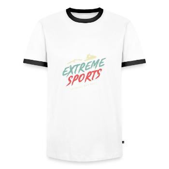 Extreme Sports Adrenaline Addictive Gift - Men's Ringer Shirt - white/black - Front - AI Model Female 172 light (172cm) & AI Model Male 178 dark (178cm)