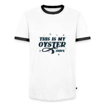 Huîtres et vin Délicieux fruits de mer - T-shirt contrasté Homme - blanc/noir - Devant - AI Model Female 172 light (172cm) & AI Model Male 178 dark (178cm)