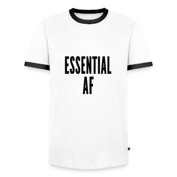 Essential AF Funny Essential Employee Humor - Männer Kontrast-T-Shirt - Weiß/Schwarz - Vorne - AI Model Female 172 light (172cm) & AI Model Male 178 dark (178cm)