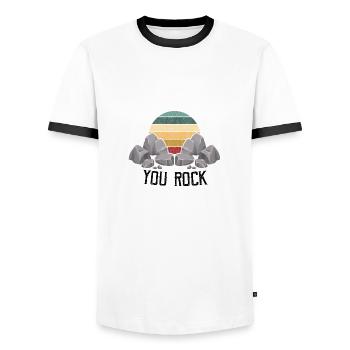 Collecteurs minéraux et ventilateur de minéraux de minerais - T-shirt contrasté Homme - blanc/noir - Devant - AI Model Female 172 light (172cm) & AI Model Male 178 dark (178cm)