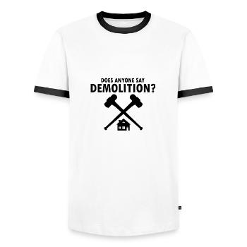 Démolition et rénovation de maisons - T-shirt contrasté Homme - blanc/noir - Devant - AI Model Female 172 light (172cm) & AI Model Male 178 dark (178cm)