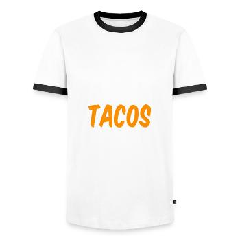 Les livres ne sont que des tacos Word - T-shirt contrasté Homme - blanc/noir - Devant - AI Model Female 172 light (172cm) & AI Model Male 178 dark (178cm)