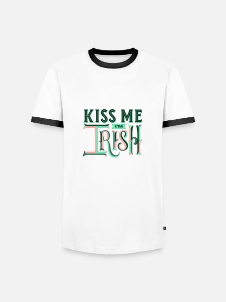 Kiss Me I`m IRISH - Männer Kontrast-T-Shirt - Weiß/Schwarz