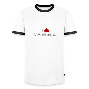 Je déteste Donna - T-shirt contrasté Homme - blanc/noir - Devant - AI Model Female 172 light (172cm) & AI Model Male 178 dark (178cm)
