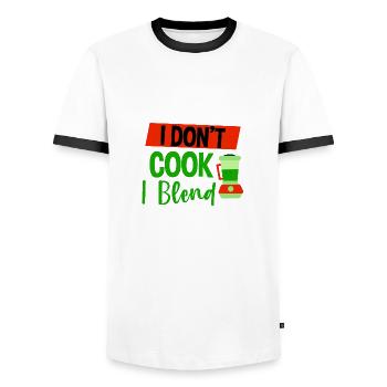 I Don't Cook I Blend 4 - Men's Ringer Shirt - white/black - Front - AI Model Female 172 light (172cm) & AI Model Male 178 dark (178cm)