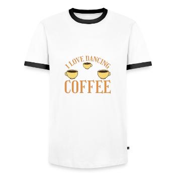I Love Dancing And Coffee 3 - Men's Ringer Shirt - white/black - Front - AI Model Female 172 light (172cm) & AI Model Male 178 dark (178cm)