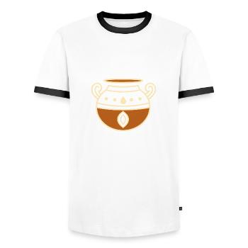 Pottery - Men's Ringer Shirt - white/black - Front - AI Model Female 172 light (172cm) & AI Model Male 178 dark (178cm)