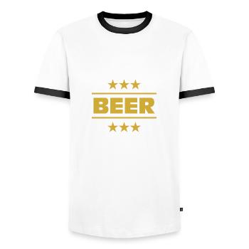 Beer, Beer, Alcoholic Beverage - Men's Ringer Shirt - white/black - Front - AI Model Female 172 light (172cm) & AI Model Male 178 dark (178cm)