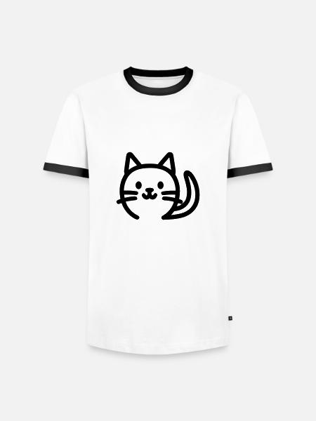 Katze - Männer Kontrast-T-Shirt - Weiß/Schwarz