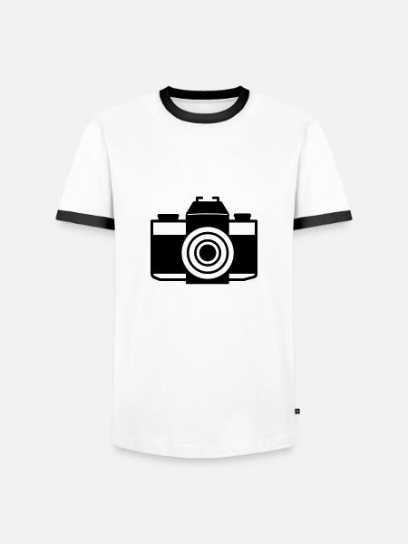Camera - Men's Ringer Shirt - white/black