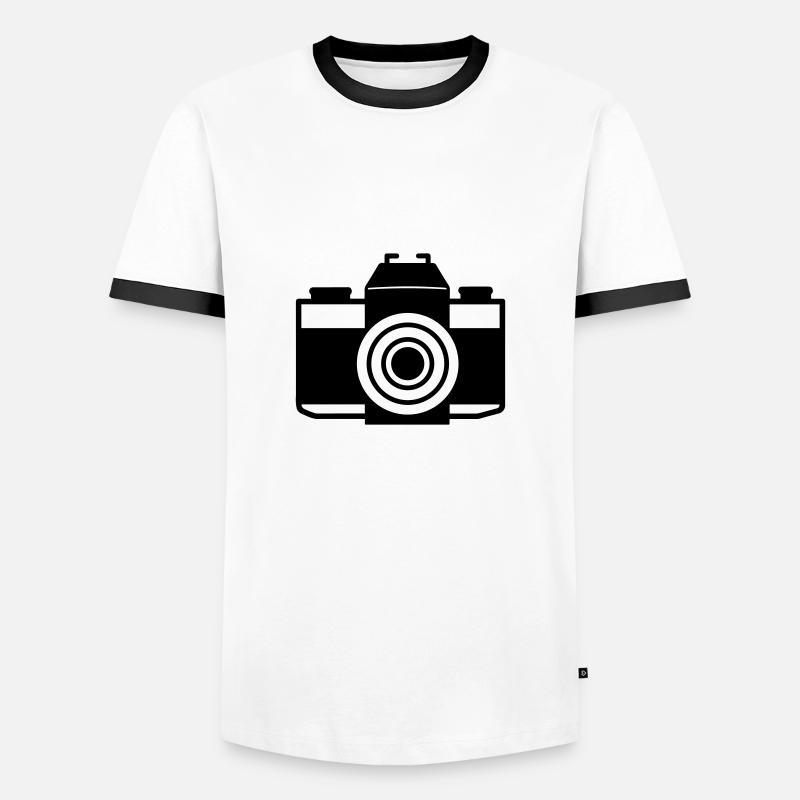 Camera - Men's Ringer Shirt - white/black