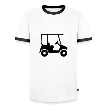 Golfwagen - Männer Kontrast-T-Shirt - Weiß/Schwarz - Vorne - AI Model Female 172 light (172cm) & AI Model Male 178 dark (178cm)
