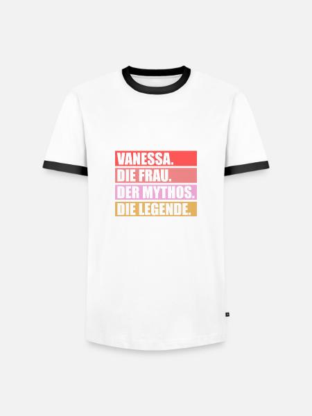 Vanessa - Männer Kontrast-T-Shirt - Weiß/Schwarz