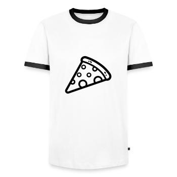 part de pizza - T-shirt contrasté Homme - blanc/noir - Devant - AI Model Female 172 light (172cm) & AI Model Male 178 dark (178cm)