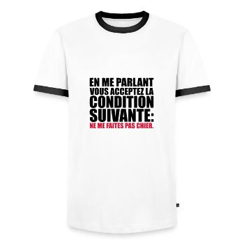 acceptez condition suivante: me faites pas chier - T-shirt contrasté Homme - blanc/noir - Devant - AI Model Female 172 light (172cm) & AI Model Male 178 dark (178cm)