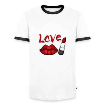 Love lipstick Seductive or charming Da - Men's Ringer Shirt - white/black - Front - AI Model Female 172 light (172cm) & AI Model Male 178 dark (178cm)