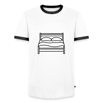 bed - Men's Ringer Shirt - white/black - Front - AI Model Female 172 light (172cm) & AI Model Male 178 dark (178cm)