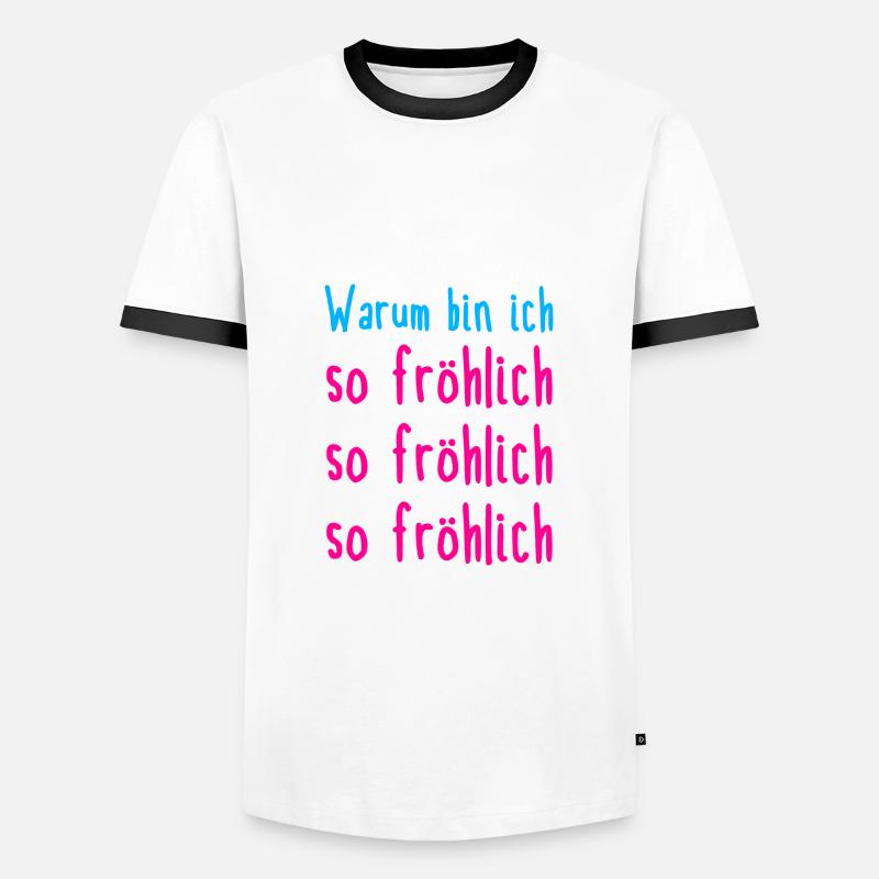 fröhlich - Männer Kontrast-T-Shirt - Weiß/Schwarz