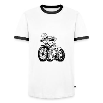 Speedway - Männer Kontrast-T-Shirt - Weiß/Schwarz - Vorne - AI Model Female 172 light (172cm) & AI Model Male 178 dark (178cm)