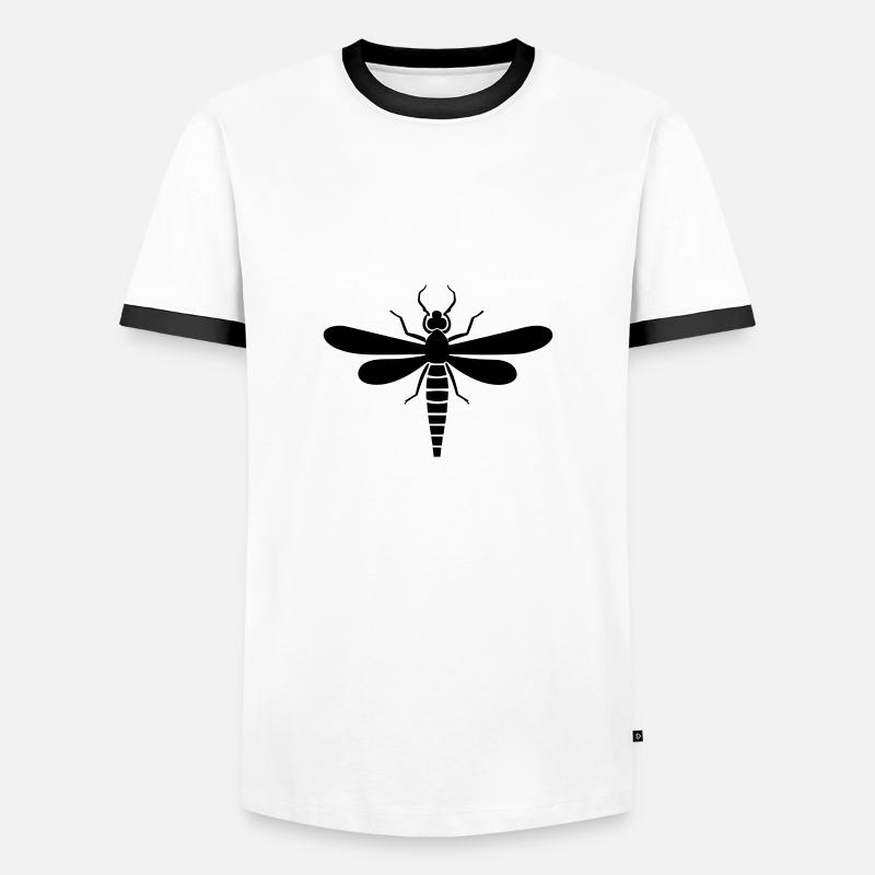 Libelle - Männer Kontrast-T-Shirt - Weiß/Schwarz