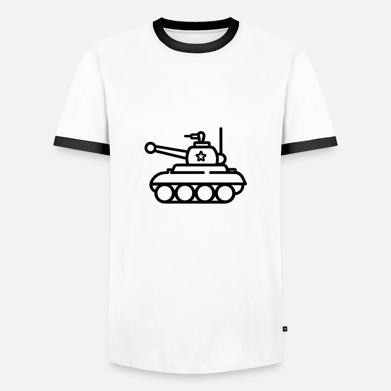 Panzer - Männer Kontrast-T-Shirt - Weiß/Schwarz