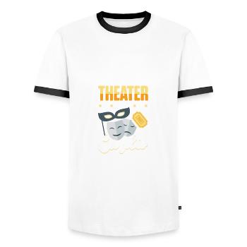Theater is My Cardio Actors Men Women - Men's Ringer Shirt - white/black - Front - AI Model Female 172 light (172cm) & AI Model Male 178 dark (178cm)