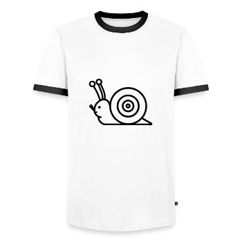 Snail - Men's Ringer Shirt - white/black - Front - AI Model Female 172 light (172cm) & AI Model Male 178 dark (178cm)
