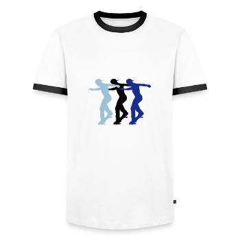 patineurs - T-shirt contrasté Homme - blanc/noir - Devant - AI Model Female 172 light (172cm) & AI Model Male 178 dark (178cm)
