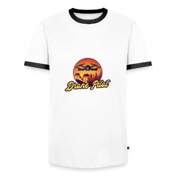 Drone drone pilot gift - Men's Ringer Shirt - white/black - Front - AI Model Female 172 light (172cm) & AI Model Male 178 dark (178cm)