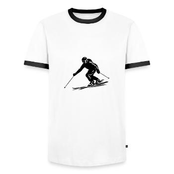 Ski Fahren Skiing Mann Symbol - Männer Kontrast-T-Shirt - Weiß/Schwarz - Vorne - AI Model Female 172 light (172cm) & AI Model Male 178 dark (178cm)