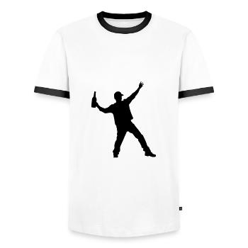 Boisson Silhouette Fête - T-shirt contrasté Homme - blanc/noir - Devant - AI Model Female 172 light (172cm) & AI Model Male 178 dark (178cm)