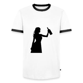 Frau Party Silhouette - Männer Kontrast-T-Shirt - Weiß/Schwarz - Vorne - AI Model Female 172 light (172cm) & AI Model Male 178 dark (178cm)
