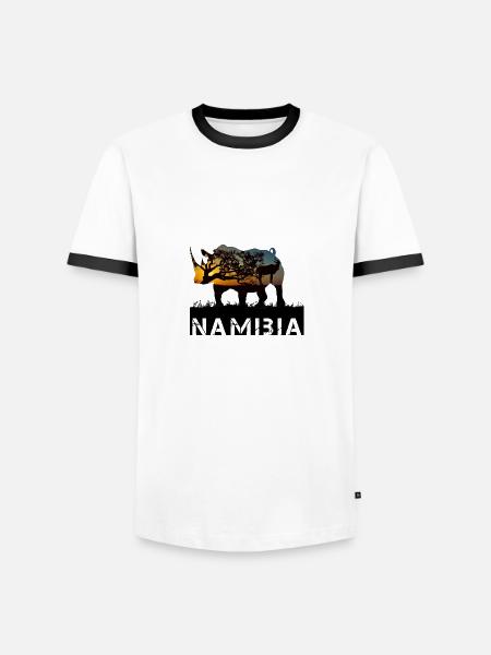 Namibia Nashorn - Männer Kontrast-T-Shirt - Weiß/Schwarz