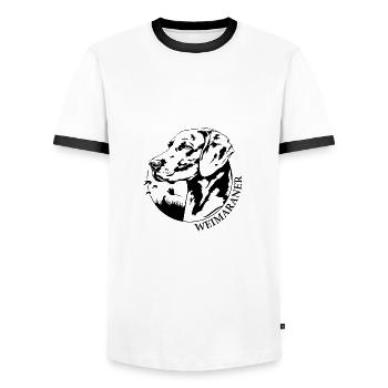 Weimaraner Portrait Dogs Dog Hunting Dogs Wilsigns - Men's Ringer Shirt - white/black - Front - AI Model Female 172 light (172cm) & AI Model Male 178 dark (178cm)