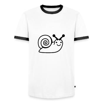 Snail - Men's Ringer Shirt - white/black - Front - AI Model Female 172 light (172cm) & AI Model Male 178 dark (178cm)
