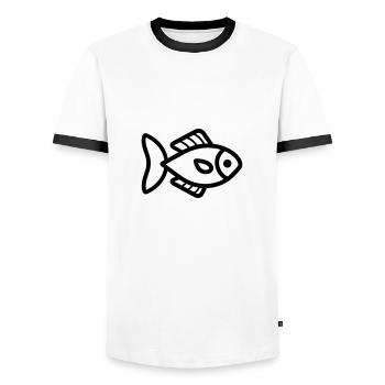 Fish - Men's Ringer Shirt - white/black - Front - AI Model Female 172 light (172cm) & AI Model Male 178 dark (178cm)