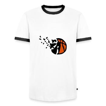 Explosion basketball Destrukturierungsmittel - Männer Kontrast-T-Shirt - Weiß/Schwarz - Vorne - AI Model Female 172 light (172cm) & AI Model Male 178 dark (178cm)
