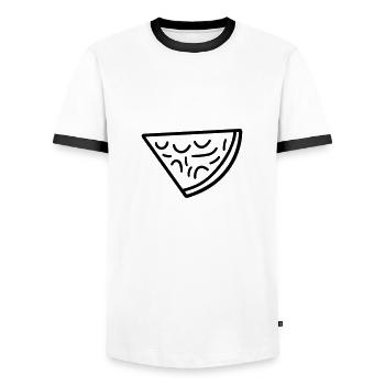 Pizza slice - Men's Ringer Shirt - white/black - Front - AI Model Female 172 light (172cm) & AI Model Male 178 dark (178cm)